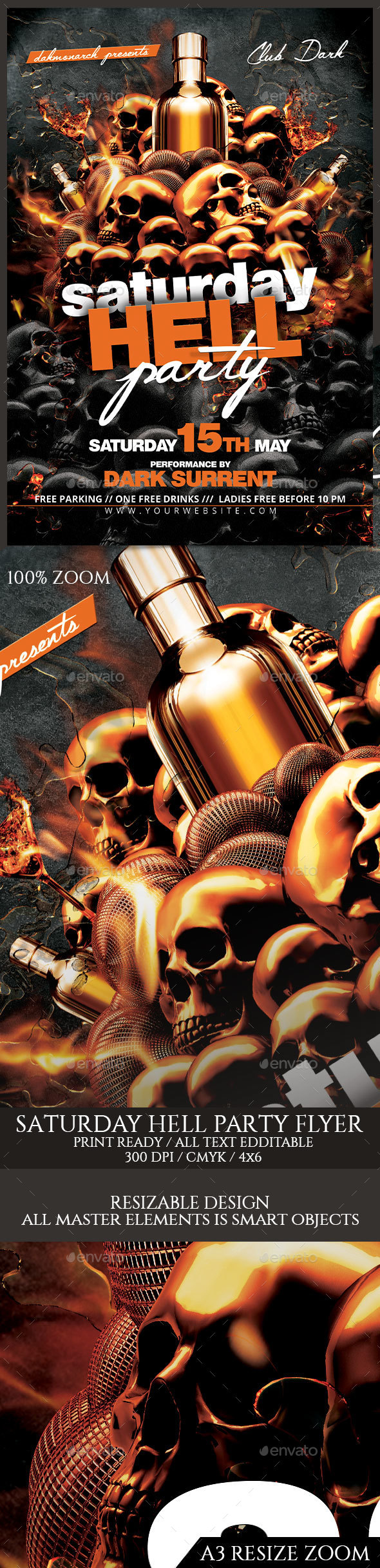 Saturday Hell Party Flyer - Events Flyers