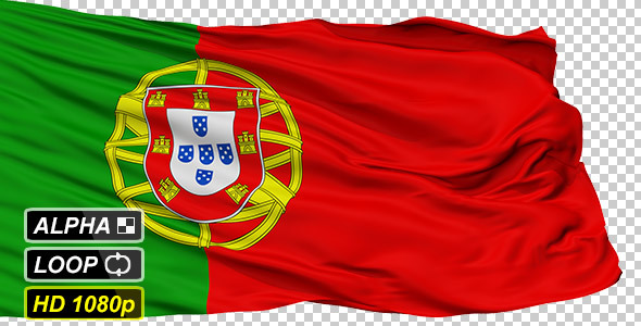 Isolated Waving National Flag of Portuguese 
