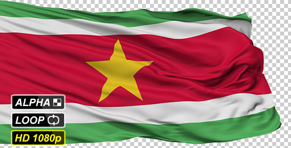 Isolated Waving National Flag of Suriname