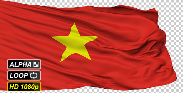 Isolated Waving National Flag of Vietnam