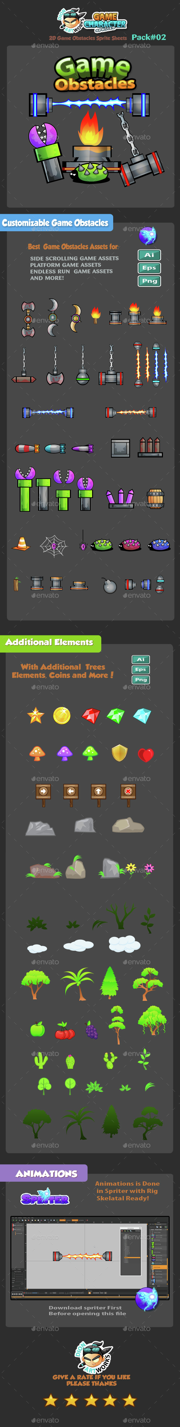 2D Game Obstacles Trees and Elements Pack02 - Miscellaneous Game Assets
