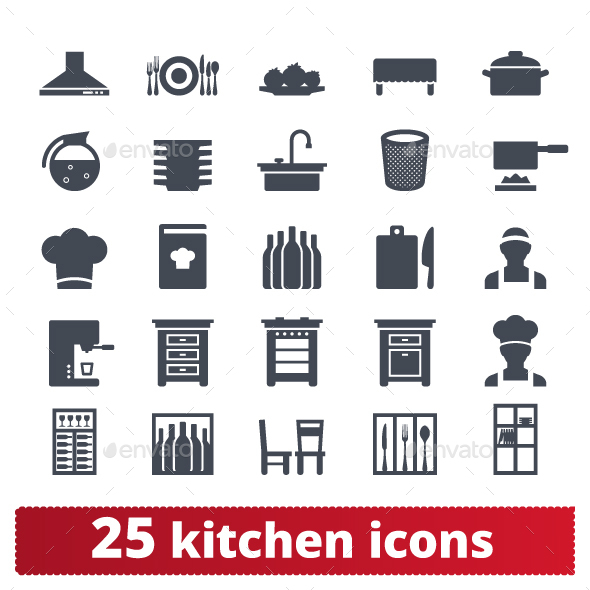 Kitchen And Cooking Icons - Food Objects