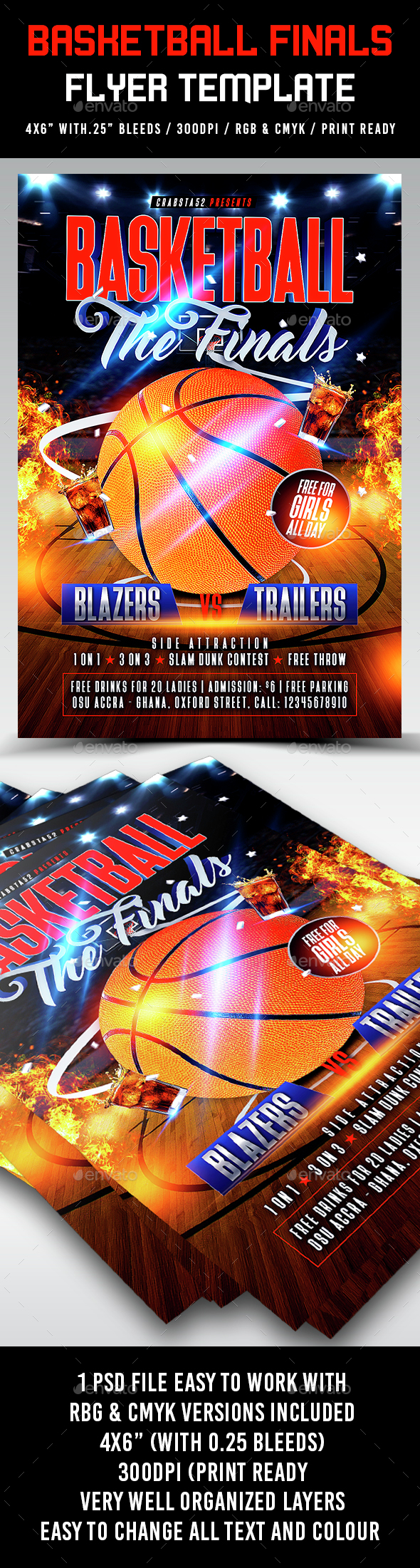 Basketball Finals Flyer Template - Sports Events