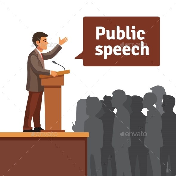 Public Speaker Speaking to Gathered Public - People Characters