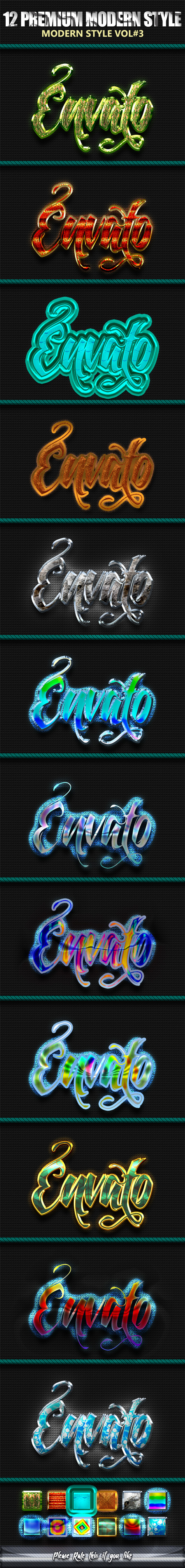 12 Modern Styles Text Photoshop vol3 - Text Effects Styles