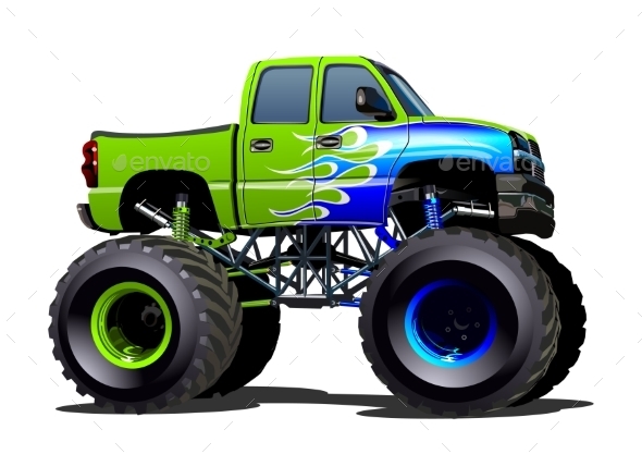 Cartoon Monster Truck - Man-made Objects Objects
