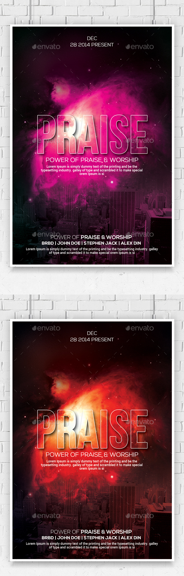 The Power of Praise & Worship - Church Flyers