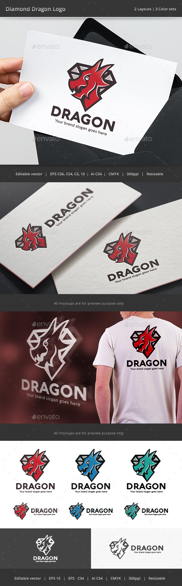 Diamond Dragon Crest Logo - Crests Logo Templates