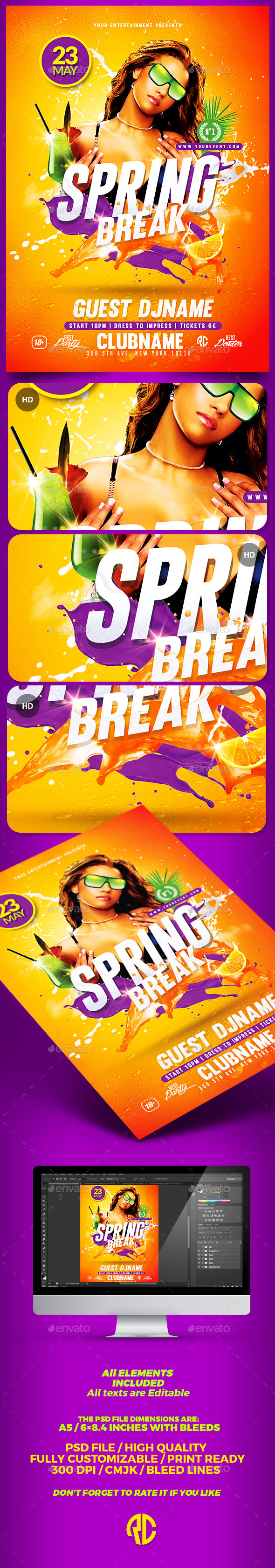 Spring Break Flyer | Psd Template - Print Templates