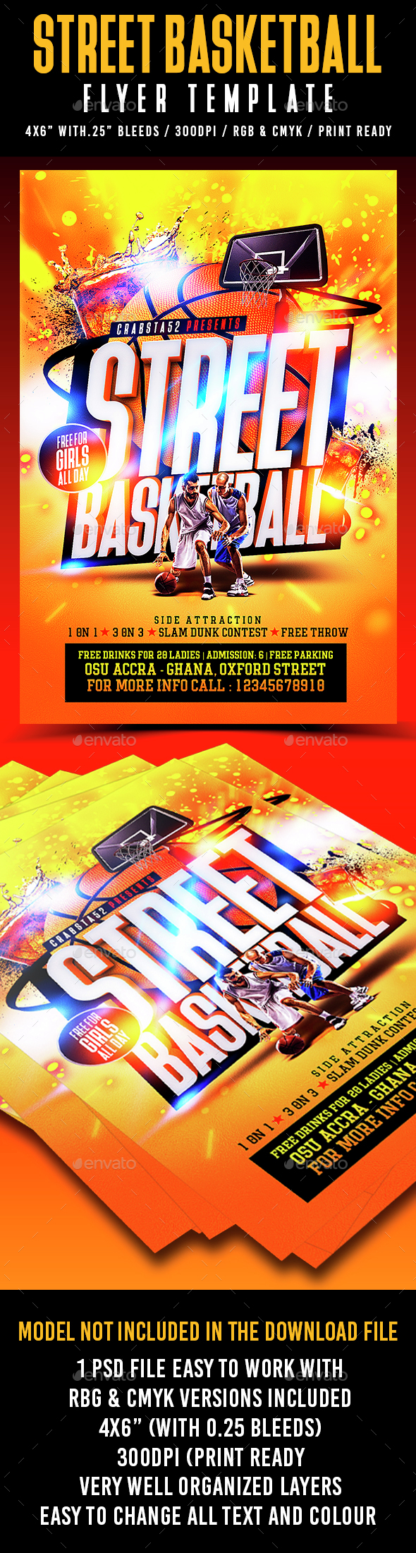 Street Basketball Flyer Template - Sports Events