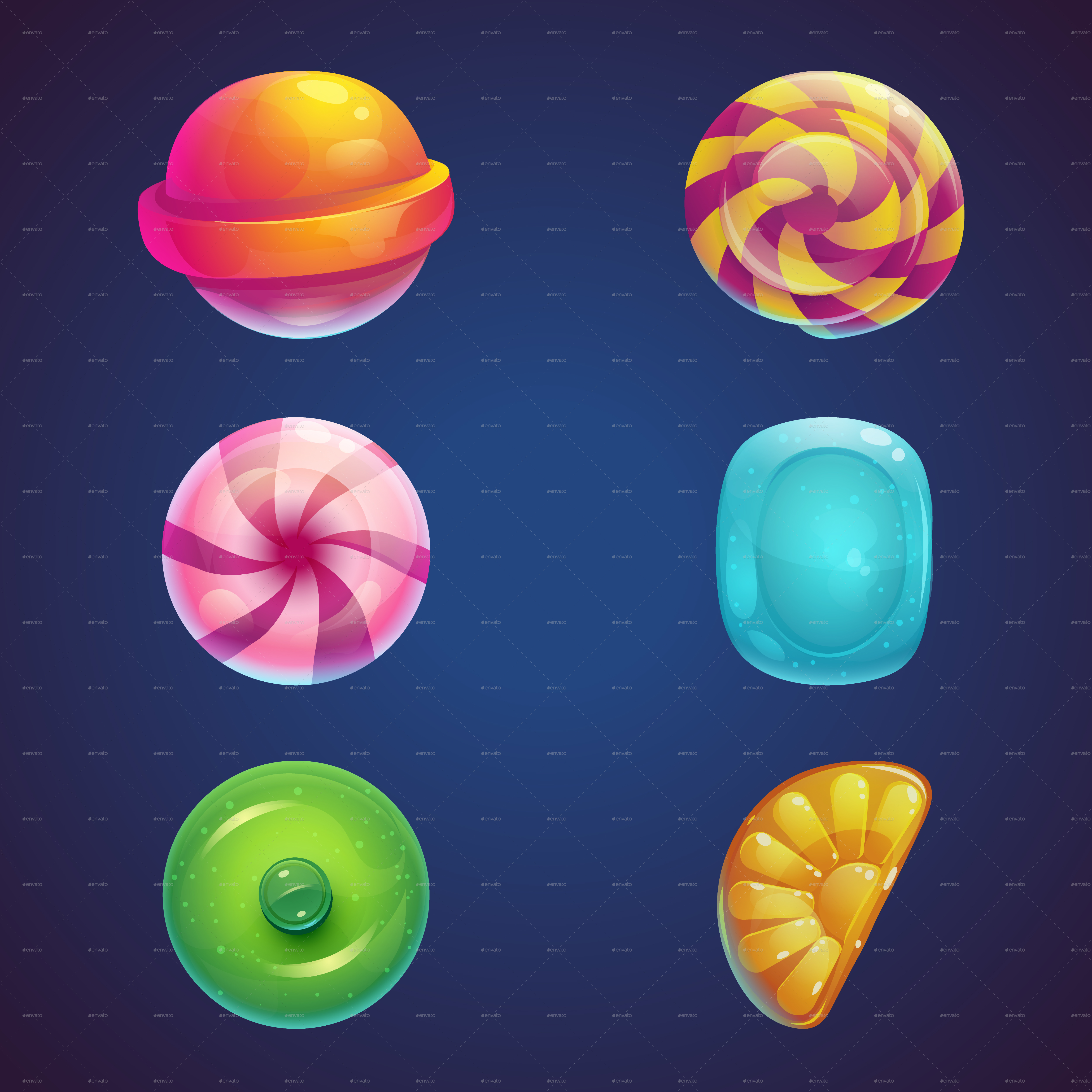 Sweet world candy shooter mobile GUI , Game Assets | GraphicRiver