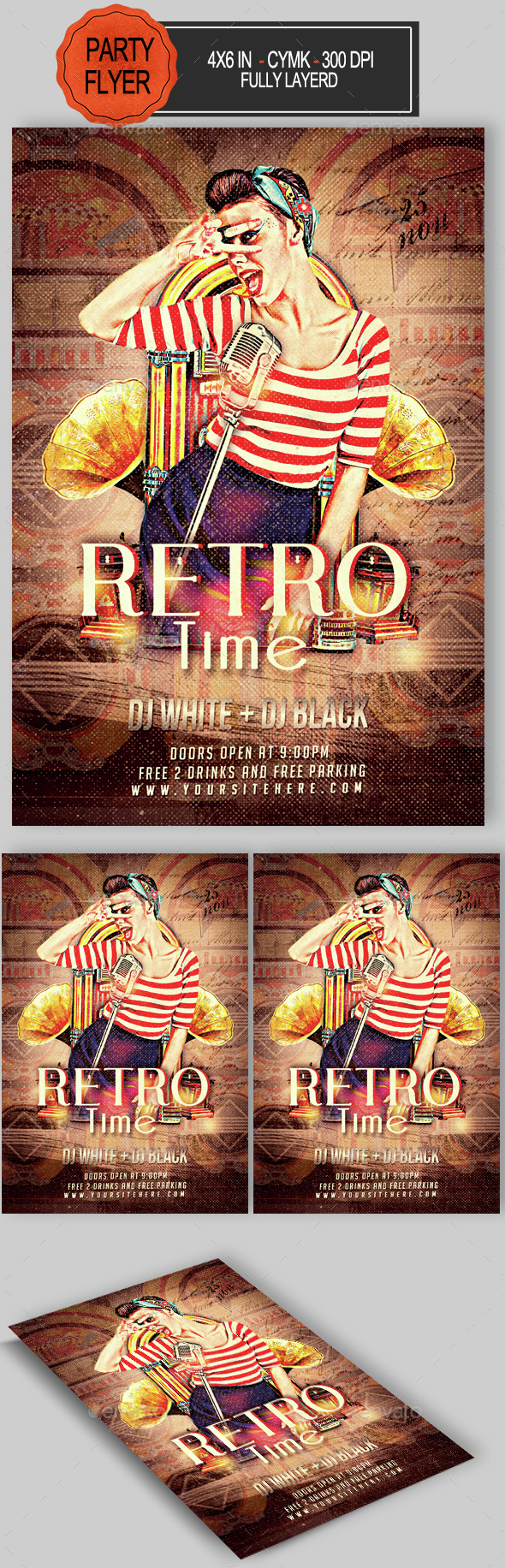 Retro Time Party Flyer - Clubs & Parties Events