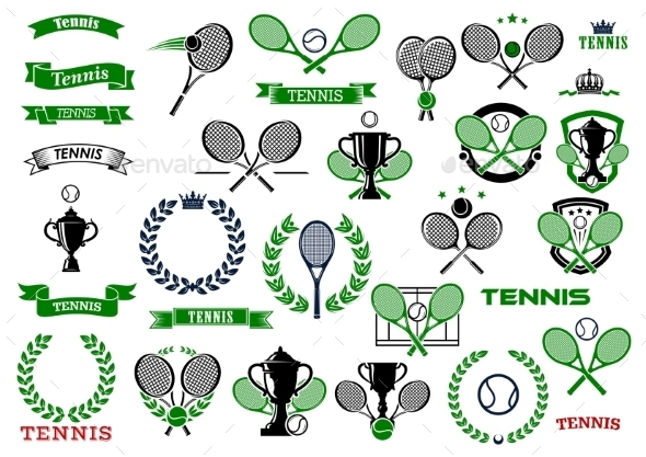 Tennis Sport Game Icons And Symbols - Sports/Activity Conceptual