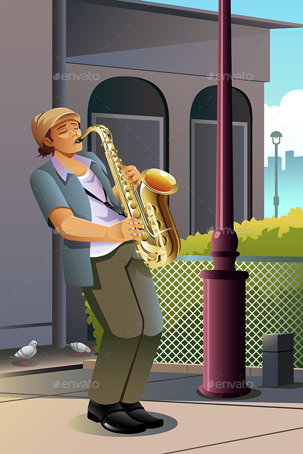 Man Playing Saxophone - People Characters