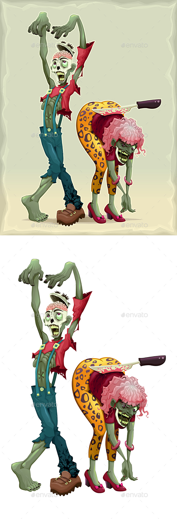 Funny Couple of Zombies - Halloween Seasons/Holidays