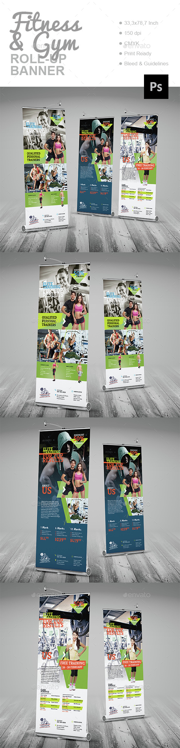 Fitness & Gym Roll-Up Banner - Signage Print Templates