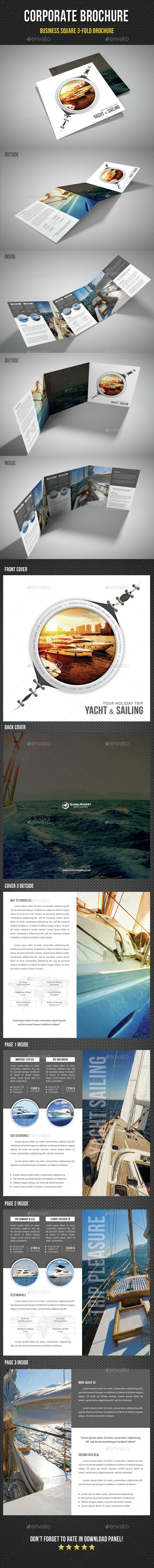 Yacht Boat Sailing Square 3-Fold Brochure 04 - Brochures Print Templates
