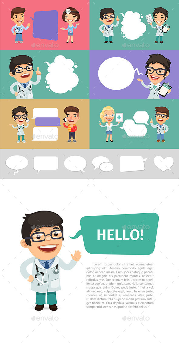Set of a Speaking Cartoon Doctors - People Characters