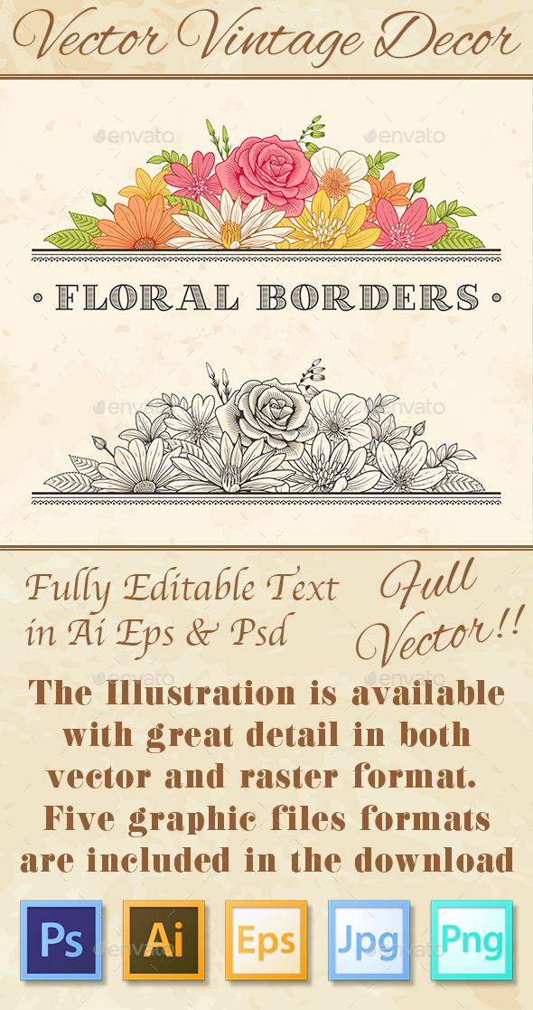 Vintage Flower Border Ornament - Flowers & Plants Nature