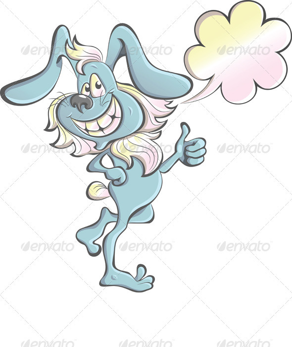 Vector Cartoon White Rabbit Happy
