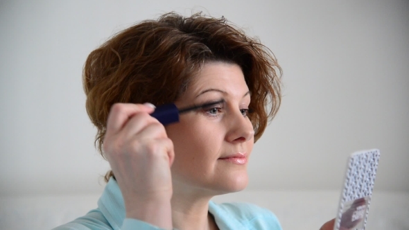 Lash Mascara For Eyelashes, Woman Applying Make Up