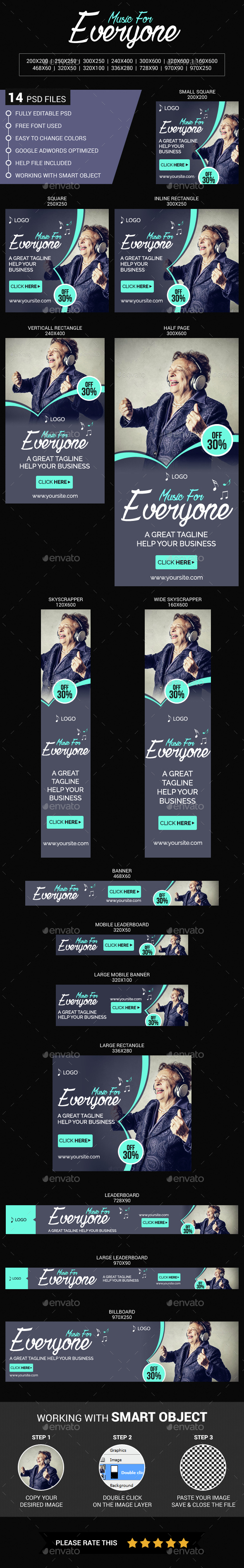 Music For Everyone - Banners & Ads Web Elements