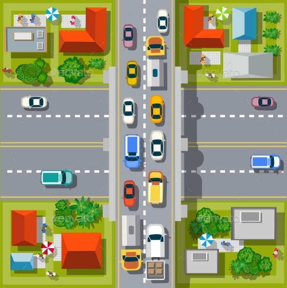 Top View of the City - Buildings Objects