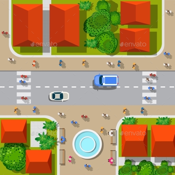 Top View of the City - Buildings Objects