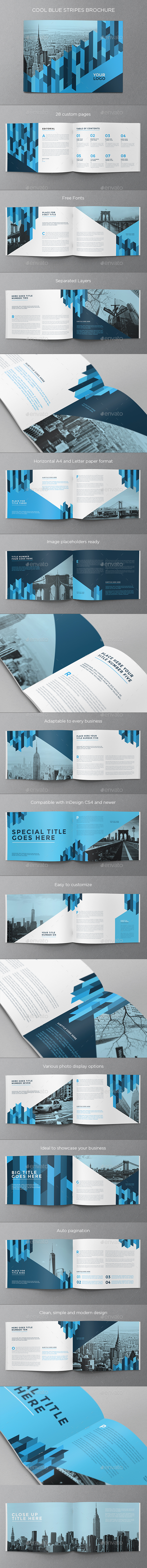 Cool Blue Stripes Brochure - Brochures Print Templates