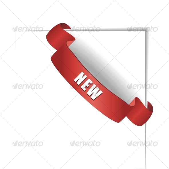 New red corner business ribbon - Decorative Symbols Decorative