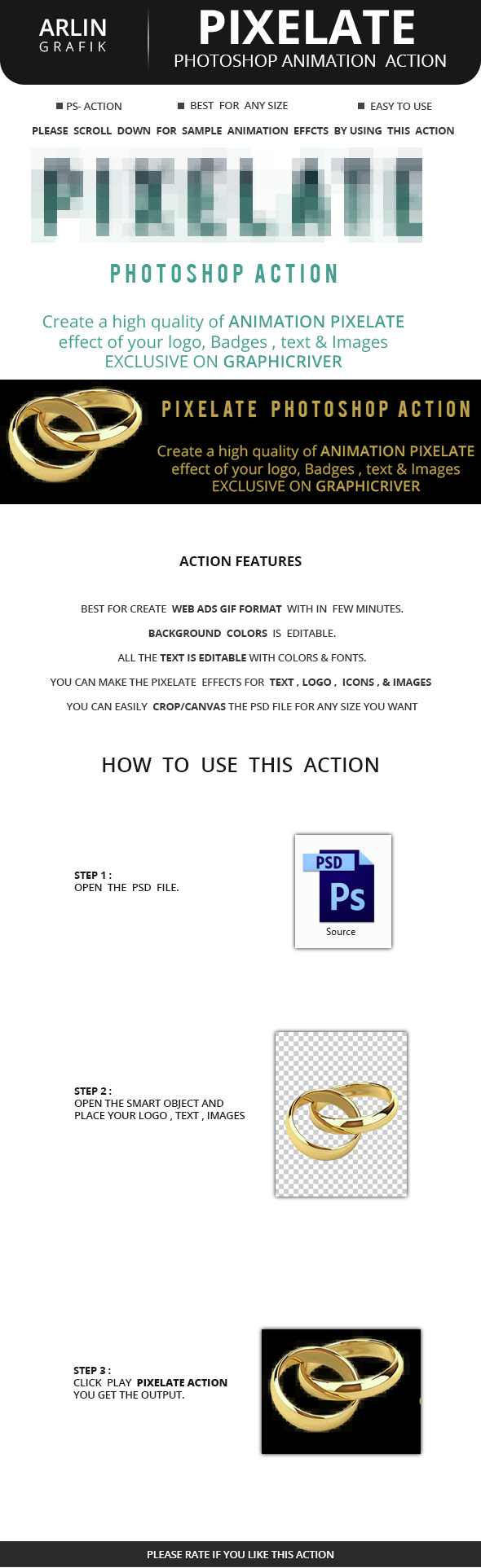 Pixelate Animation Action - Actions Photoshop