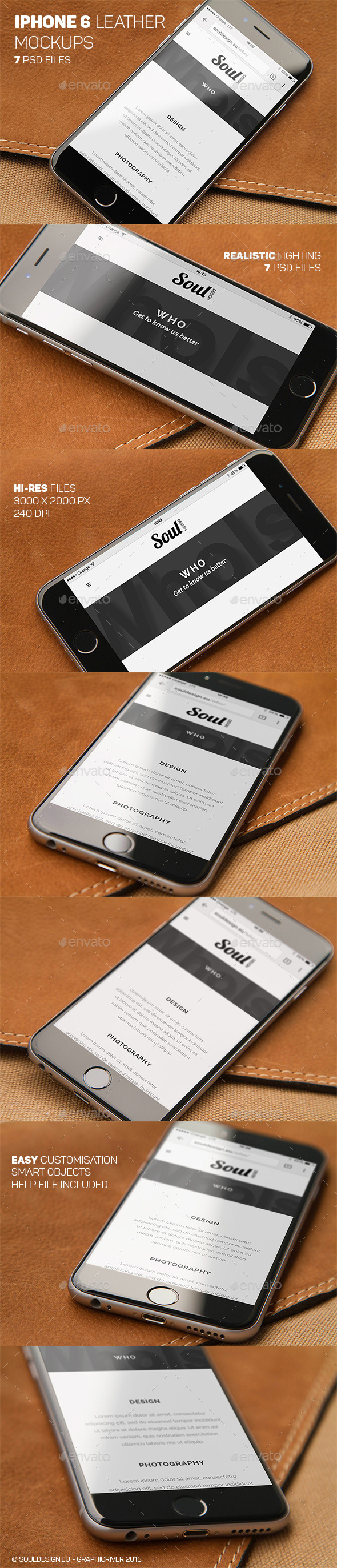iPhone 6 Closeup Mockups Leather - Mobile Displays