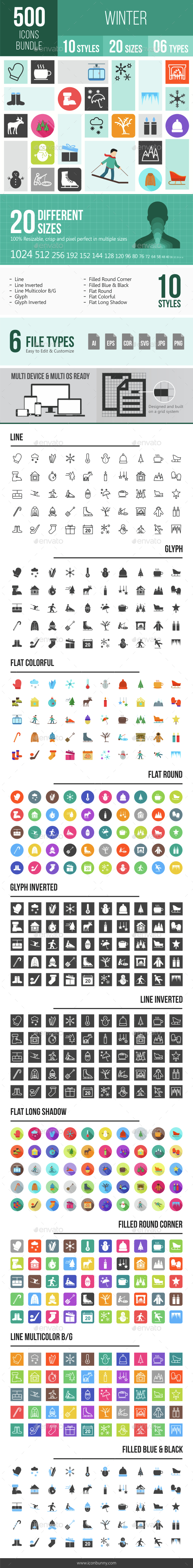 500 Winter Icons Bundle - Icons