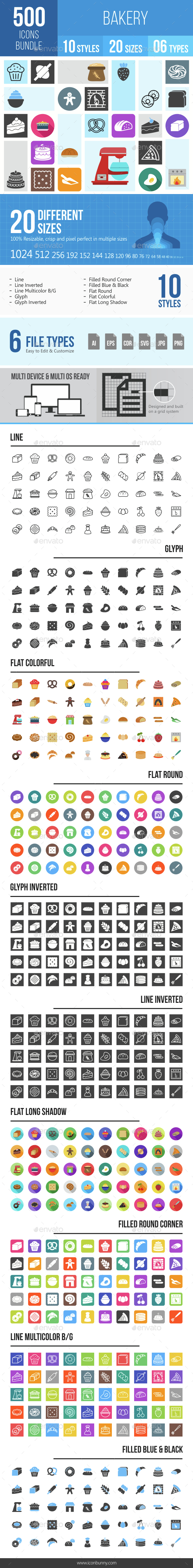 500 Bakery Icons Bundle - Icons
