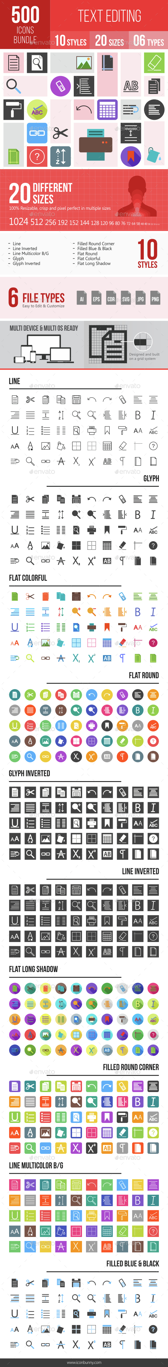 500 Text Editing Icons Bundle - Icons