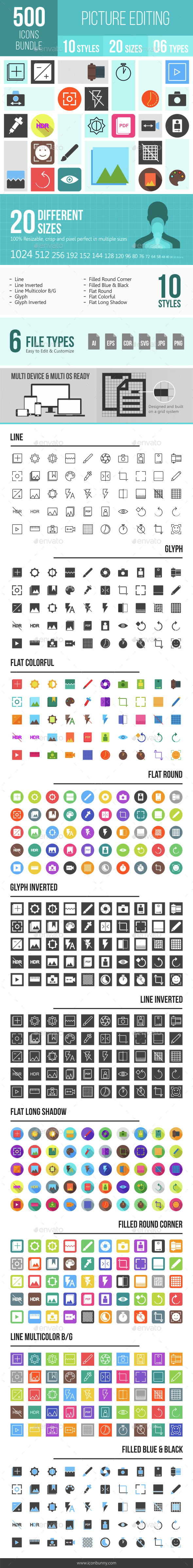 500 Picture Editing Icons Bundle - Icons