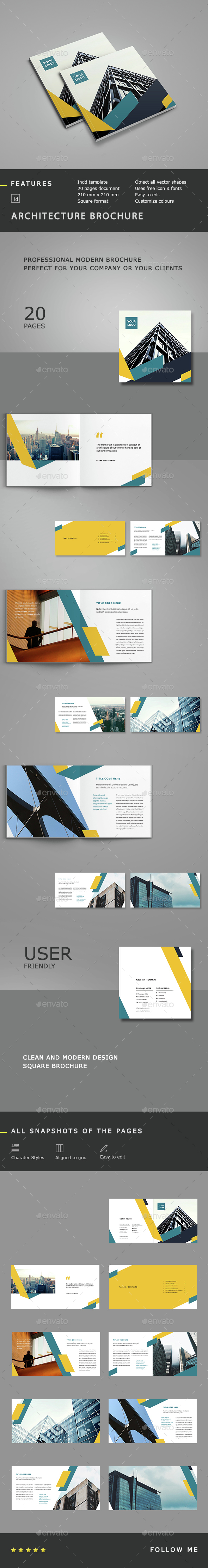 Architecture Square Brochure - Brochures Print Templates