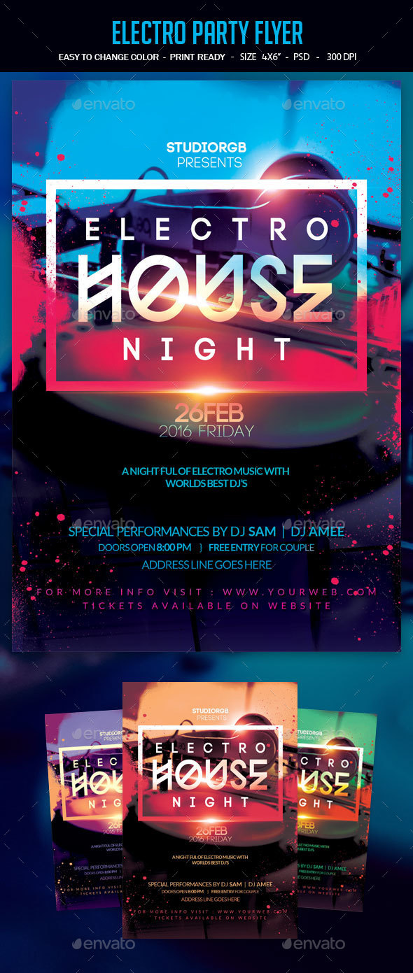 Electro Party Flyer - Clubs & Parties Events