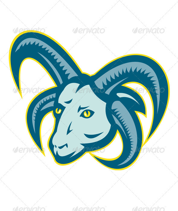 Manx Loaghtan Sheep Ram Head Mascot - Animals Characters