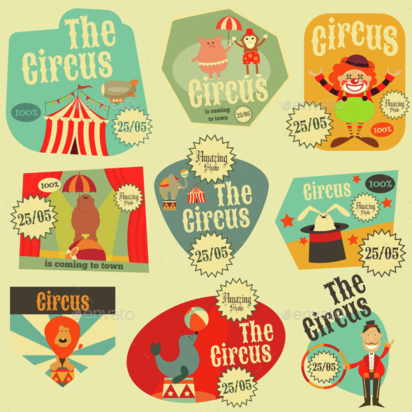 Circus Labels Set - Industries Business