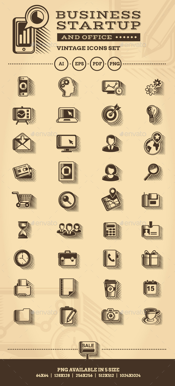 Business And Startup Vintage Icons - Business Icons