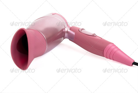 Pink hair dryer - Stock Photo - Images