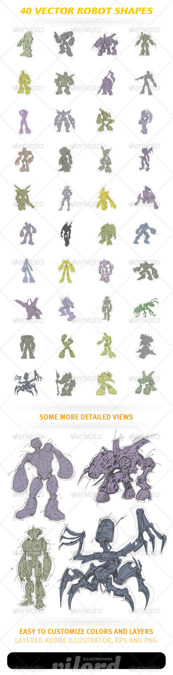 40 Vector Robot Shapes