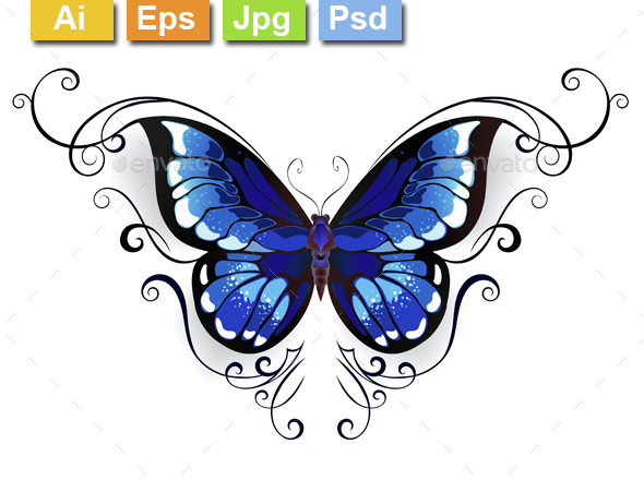 Tattoo Blue Butterfly - Tattoos Vectors