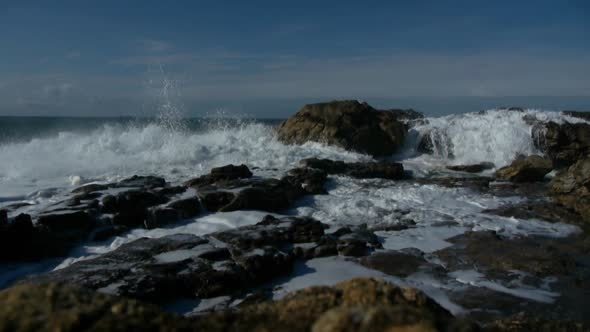 Ocean Waves Breaking On The Rocks