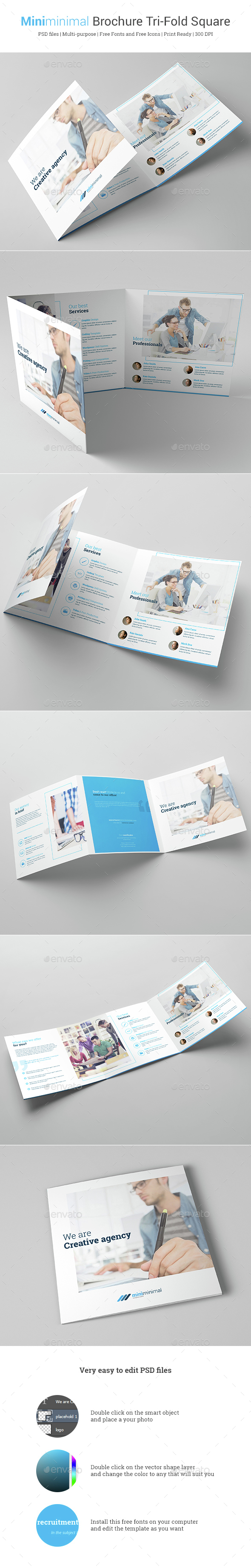 Miniminimal Brochure Tri-Fold Square - Brochures Print Templates