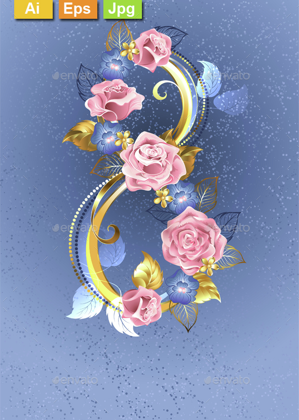 Eight of pink roses - Decorative Vectors