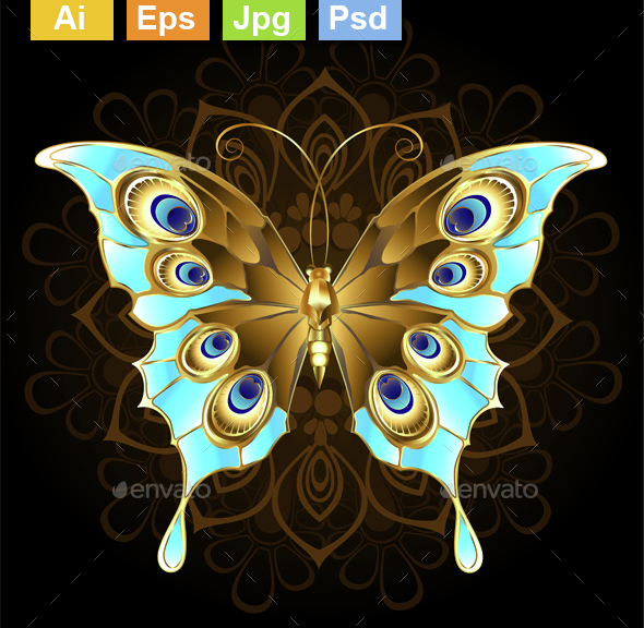 Golden Butterfly with Turquoise - Miscellaneous Characters