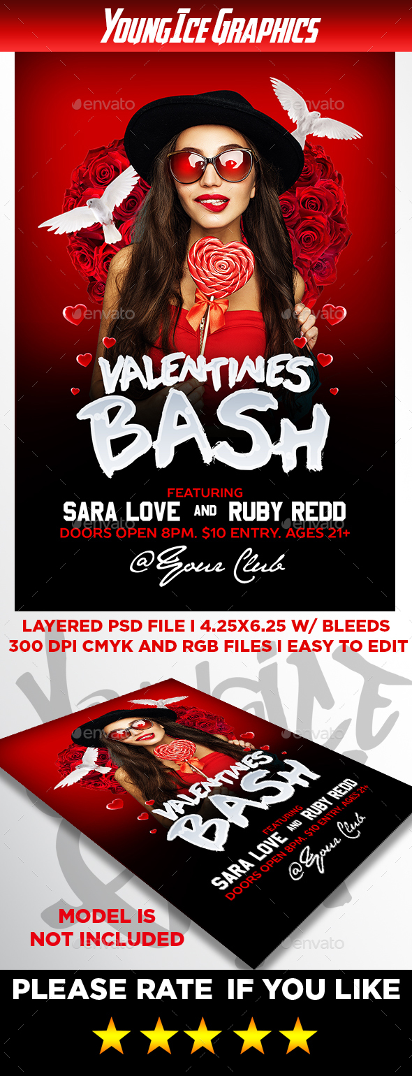 Valentines Bash Flyer Template - Clubs & Parties Events