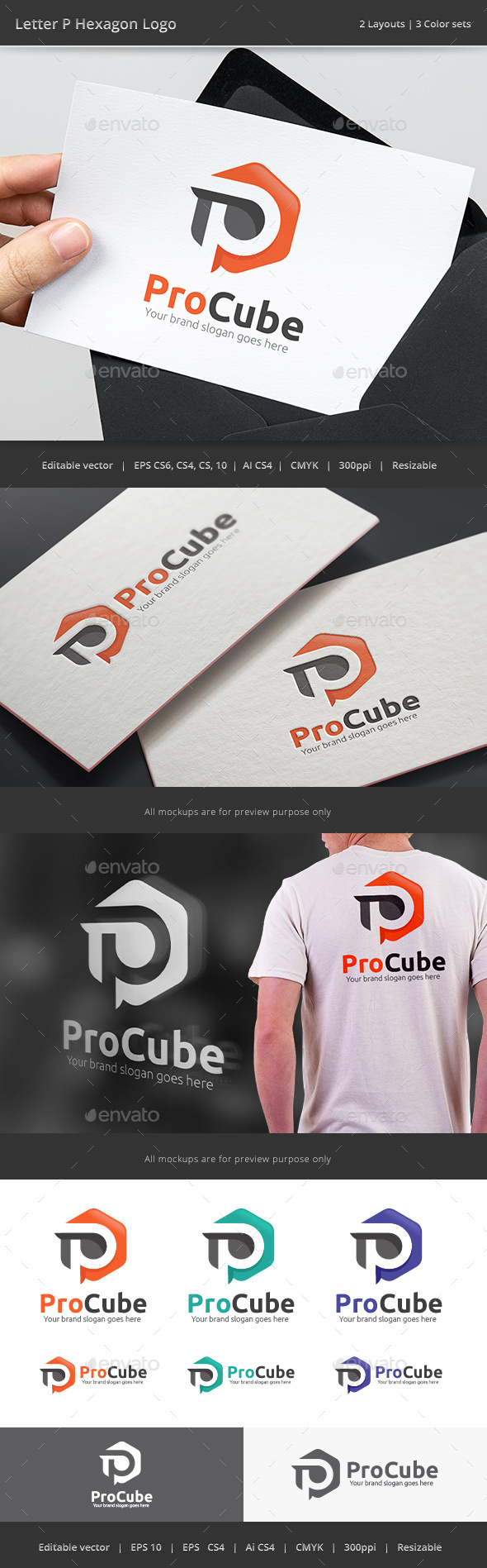 Letter P Hexagon Logo - Letters Logo Templates